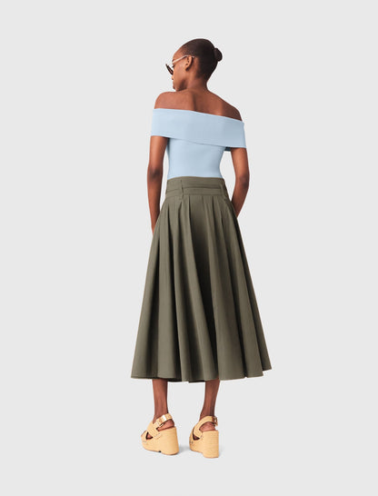 Cotton pleated maxi skirt | Maje