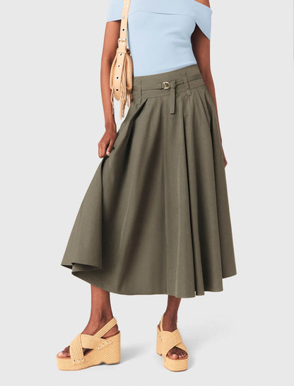 Cotton pleated maxi skirt | Maje
