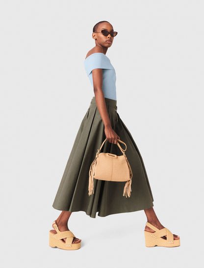 Cotton pleated maxi skirt | Maje