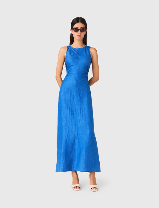 Backless Linen-Blend Midi Dress | Maje