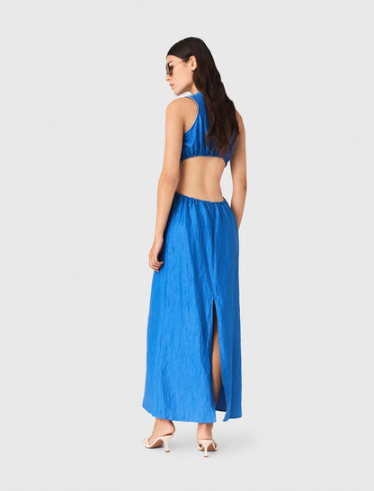 Backless Linen-Blend Midi Dress | Maje