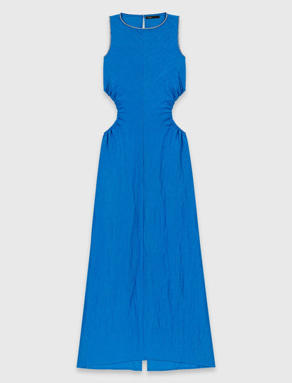Backless Linen-Blend Midi Dress | Maje