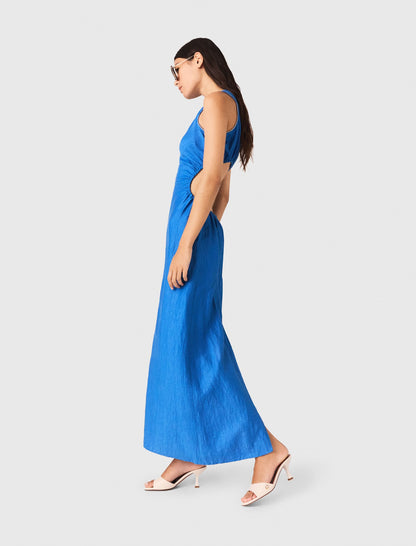 Backless Linen-Blend Midi Dress | Maje