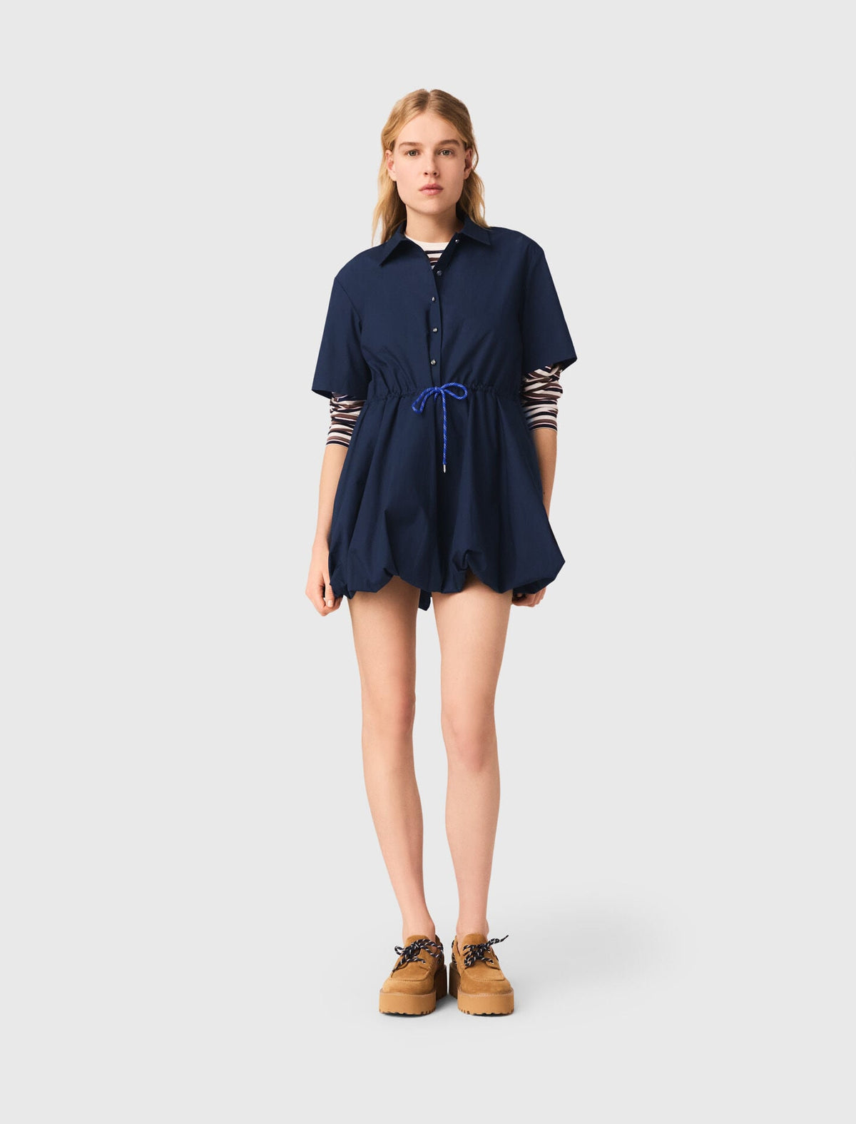 Short-sleeved cotton bubble dress | Maje