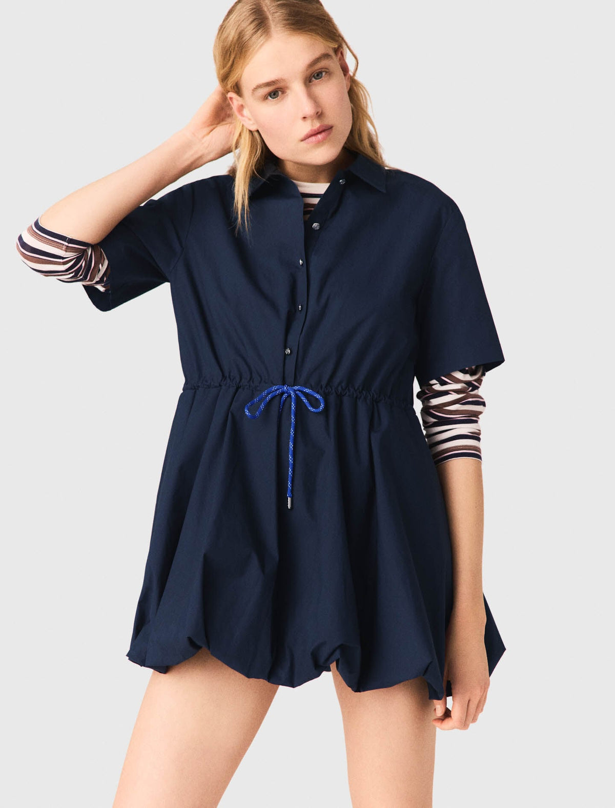 Short-sleeved cotton bubble dress | Maje