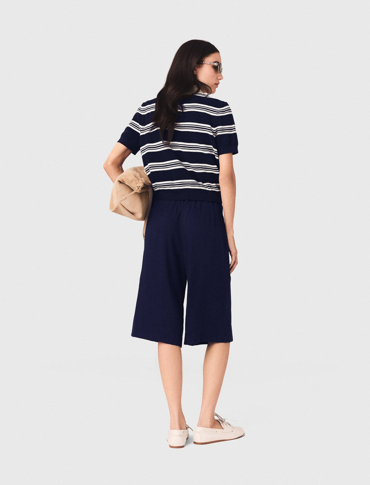 Striped polo with rhinestone collar | Maje