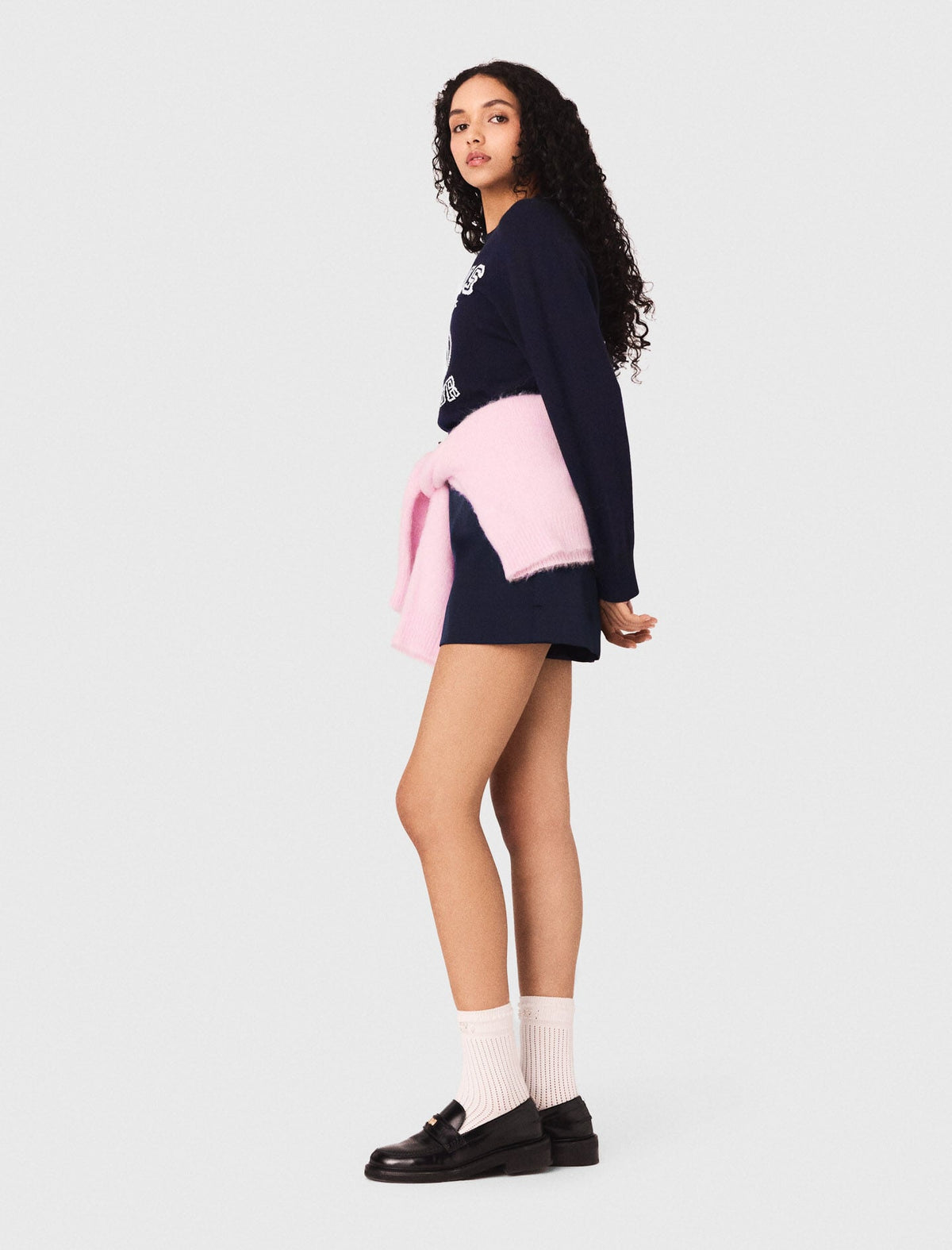 Round neck slogan sweater | Maje