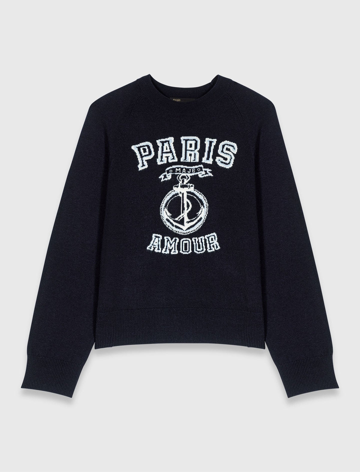 Round neck slogan sweater | Maje