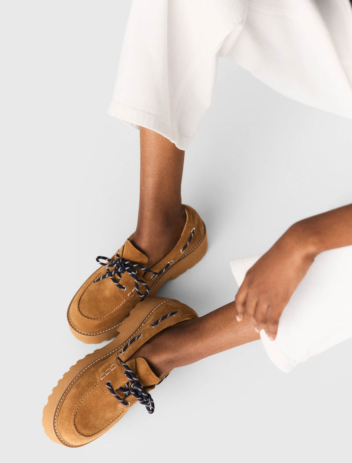 Suede platform boat shoes | Maje