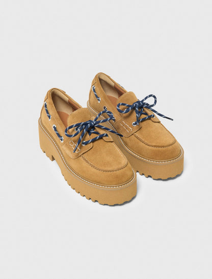 Suede platform boat shoes | Maje