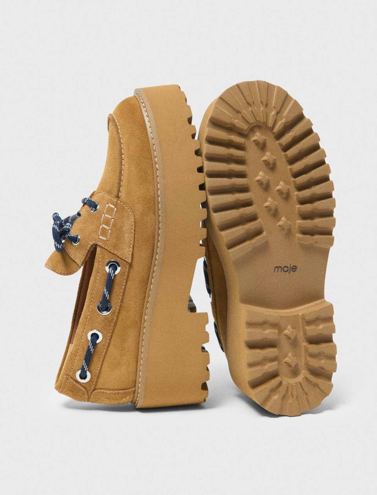 Suede platform boat shoes | Maje