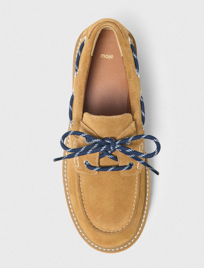 Suede platform boat shoes | Maje