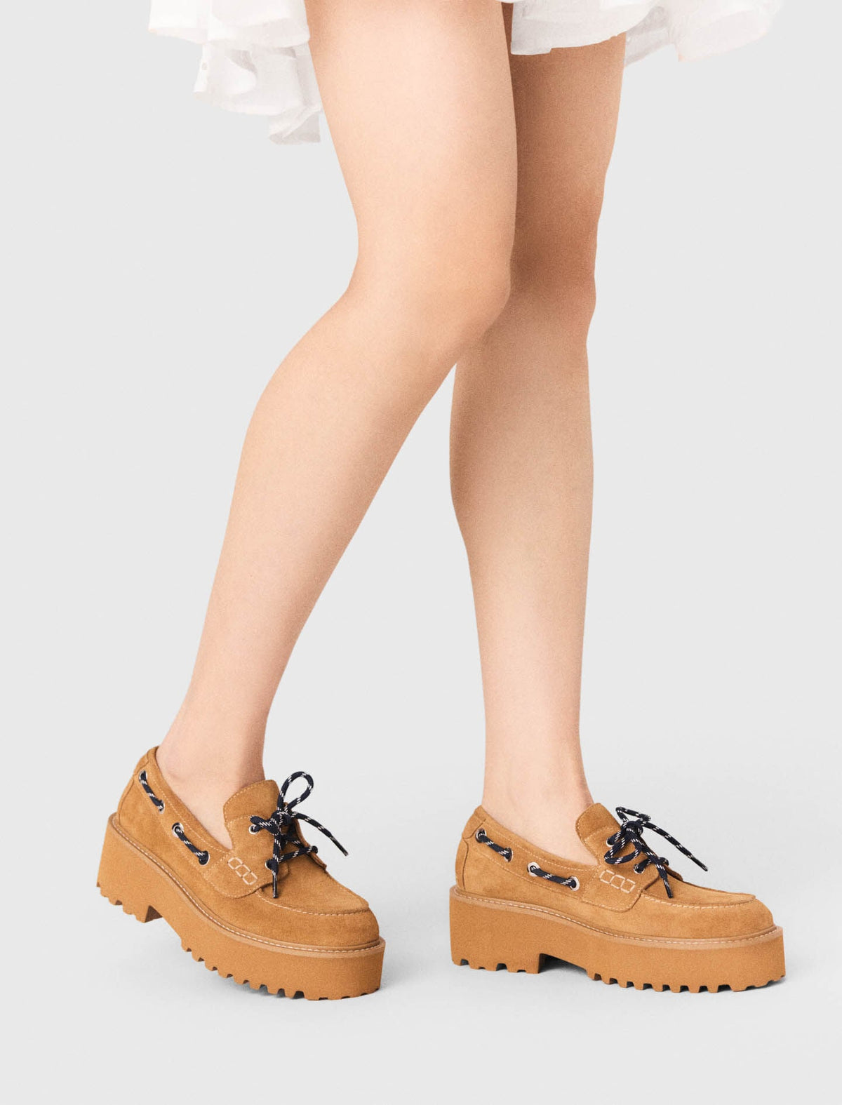 Suede platform boat shoes | Maje