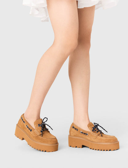Suede platform boat shoes | Maje