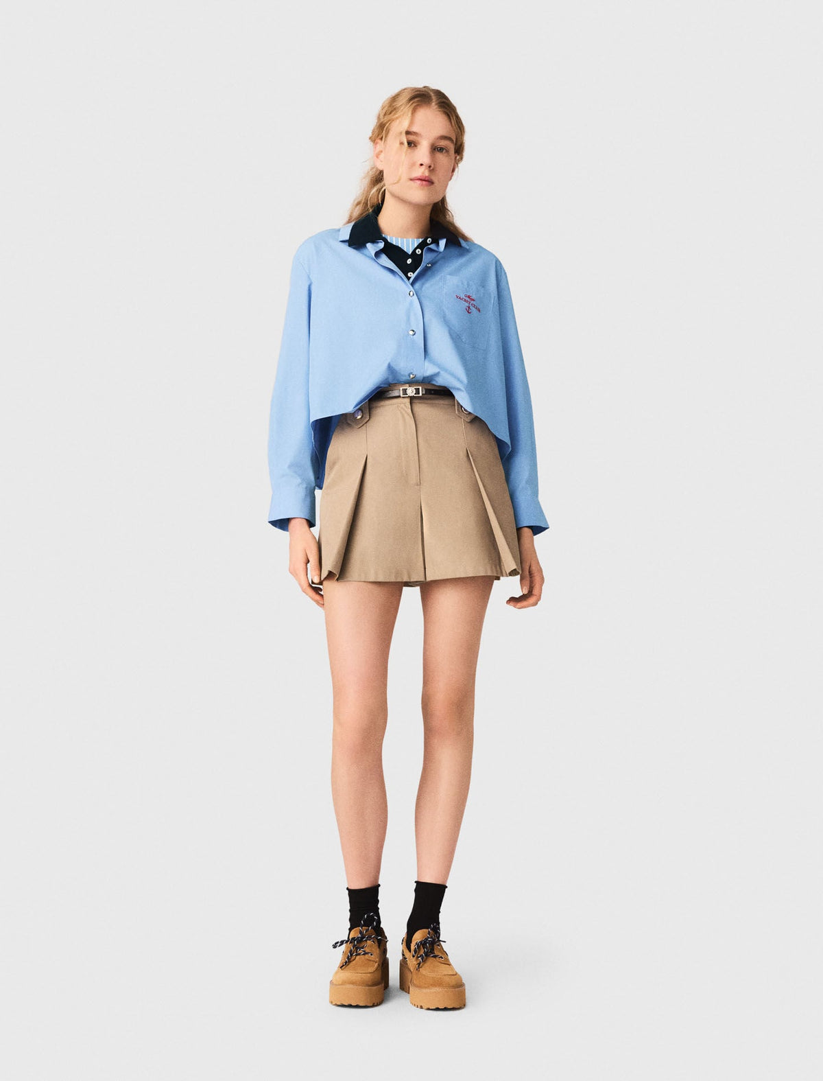 Pleated cotton shorts | Maje