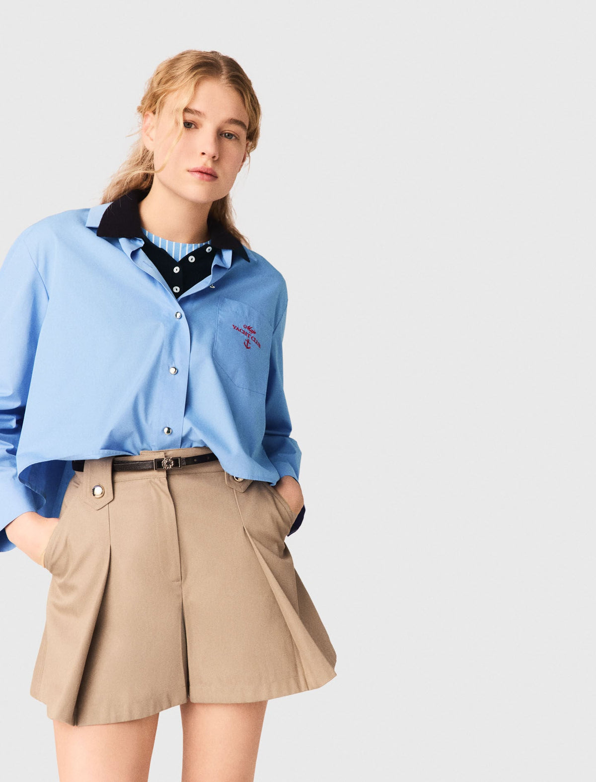Pleated cotton shorts | Maje