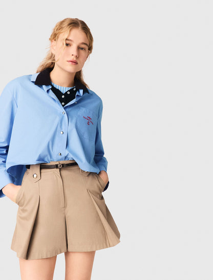 Pleated cotton shorts | Maje