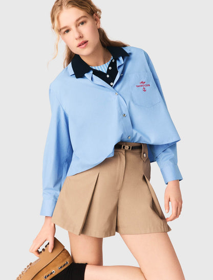 Pleated cotton shorts | Maje