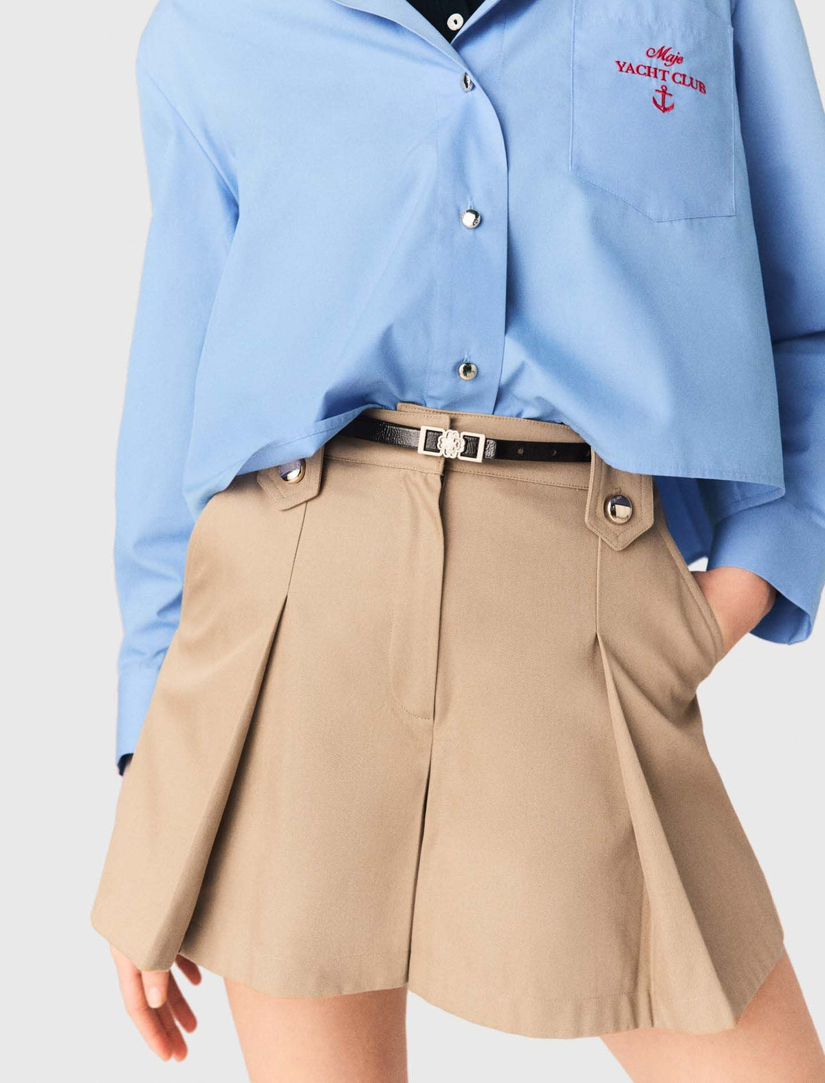 Pleated cotton shorts | Maje