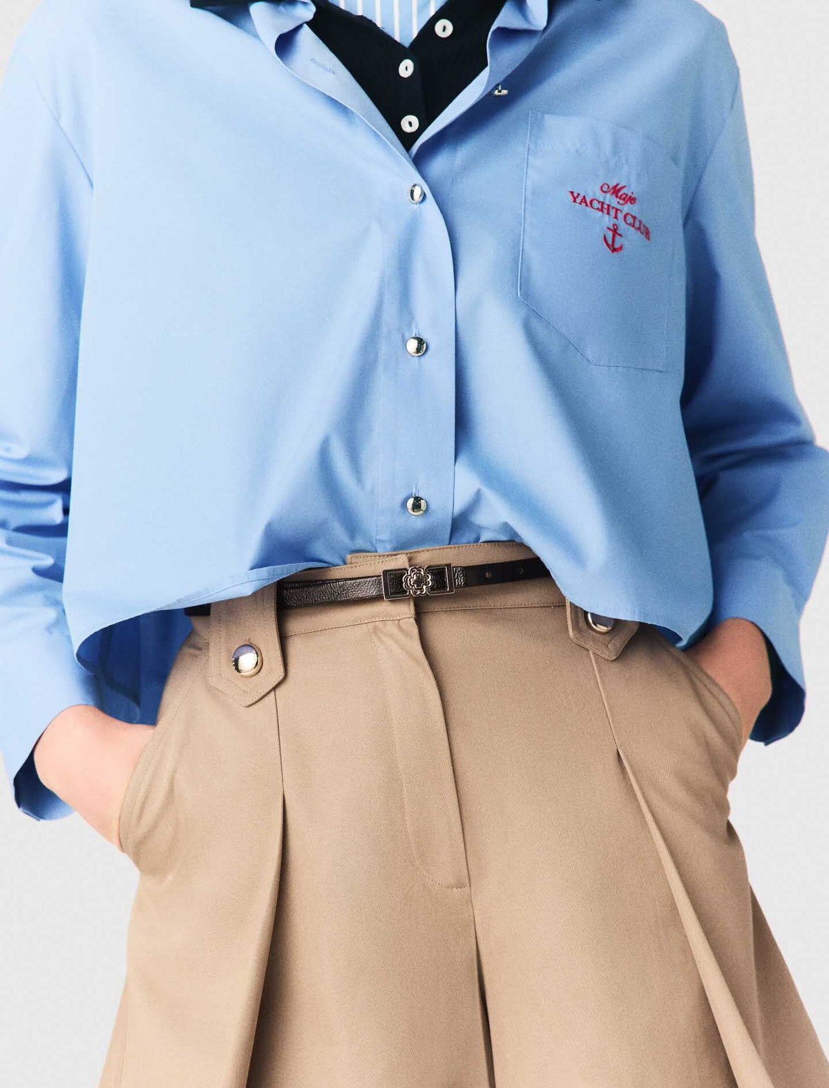 Pleated cotton shorts | Maje