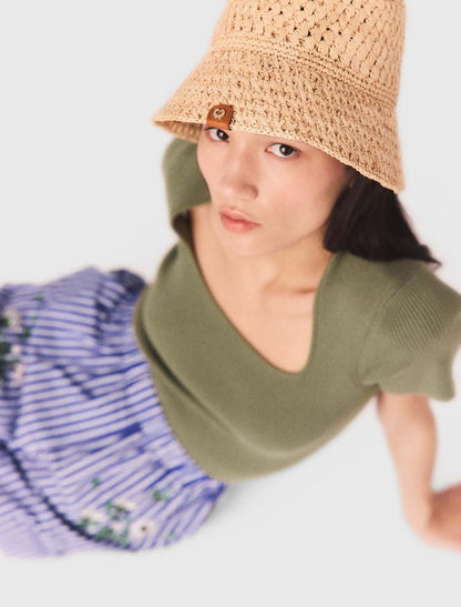 Crochet raffia bucket hat | Maje
