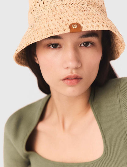 Crochet raffia bucket hat | Maje