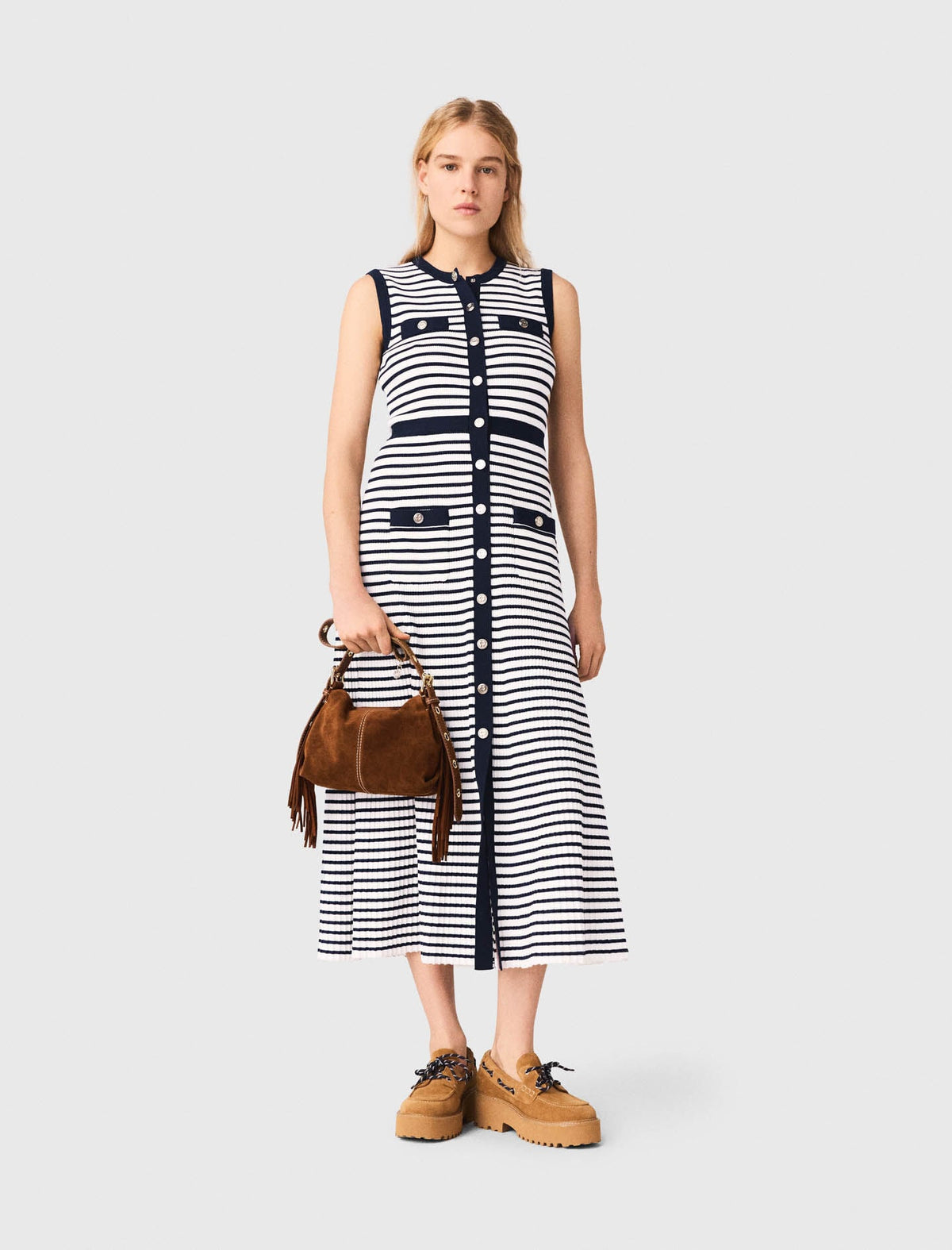 Striped knit maxi dress | Maje