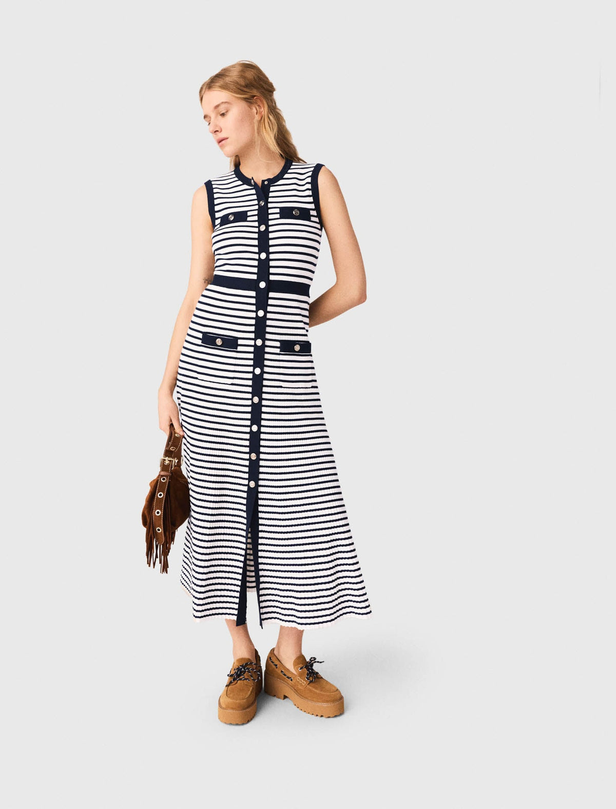 Striped knit maxi dress | Maje