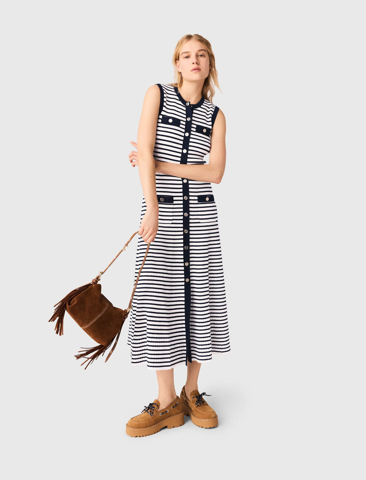 Striped knit maxi dress | Maje