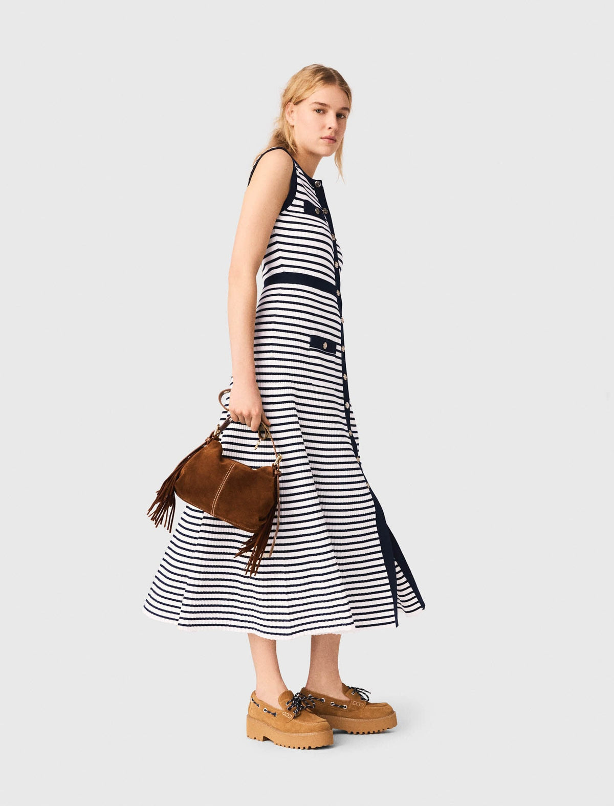 Striped knit maxi dress | Maje