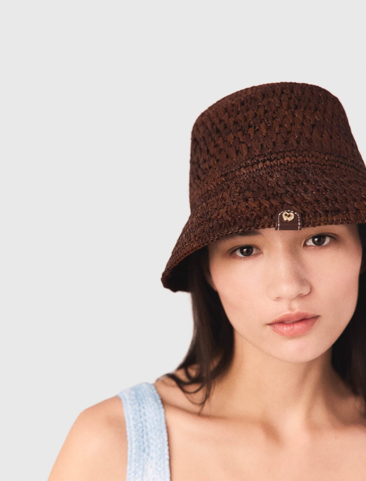 Colourful natural raffia bucket hat | Maje