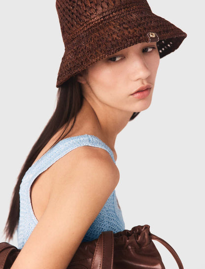 Colourful natural raffia bucket hat | Maje