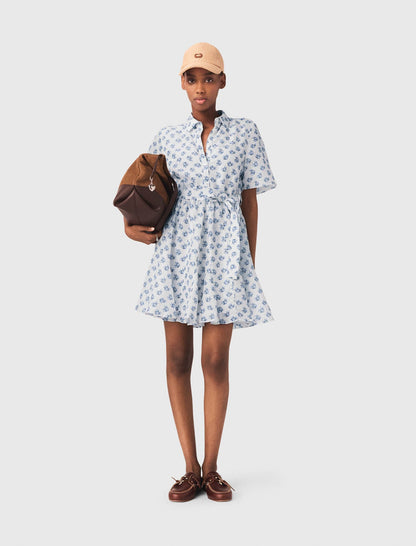 Short patterned linen-blend dress | Maje