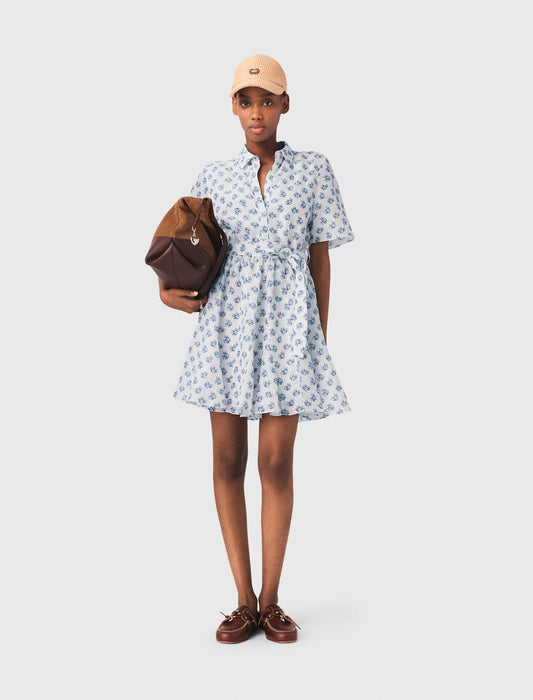 Short patterned linen-blend dress | Maje