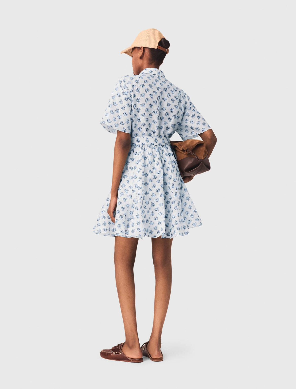 Short patterned linen-blend dress | Maje