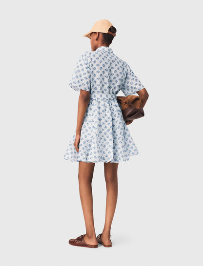 Short patterned linen-blend dress | Maje