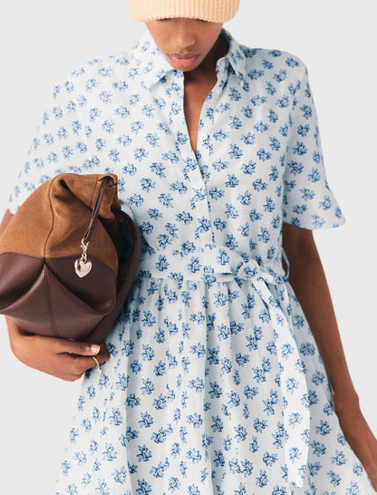 Short patterned linen-blend dress | Maje
