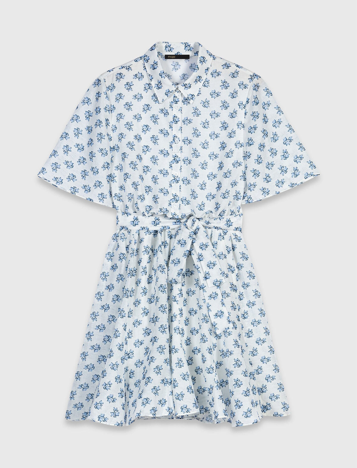 Short patterned linen-blend dress | Maje