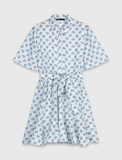 Short patterned linen-blend dress | Maje