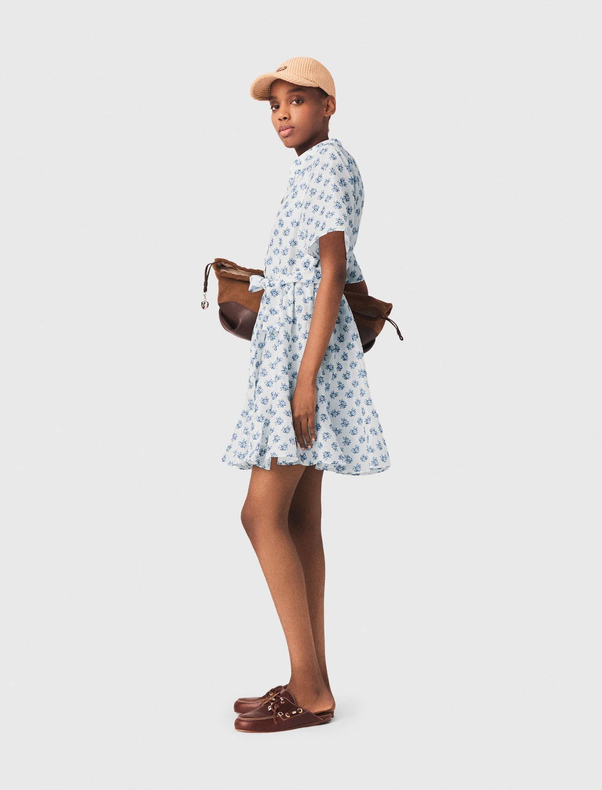 Short patterned linen-blend dress | Maje