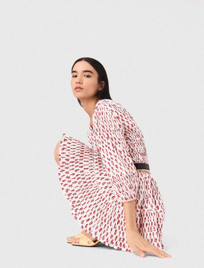 Patterned pleated dress | Maje