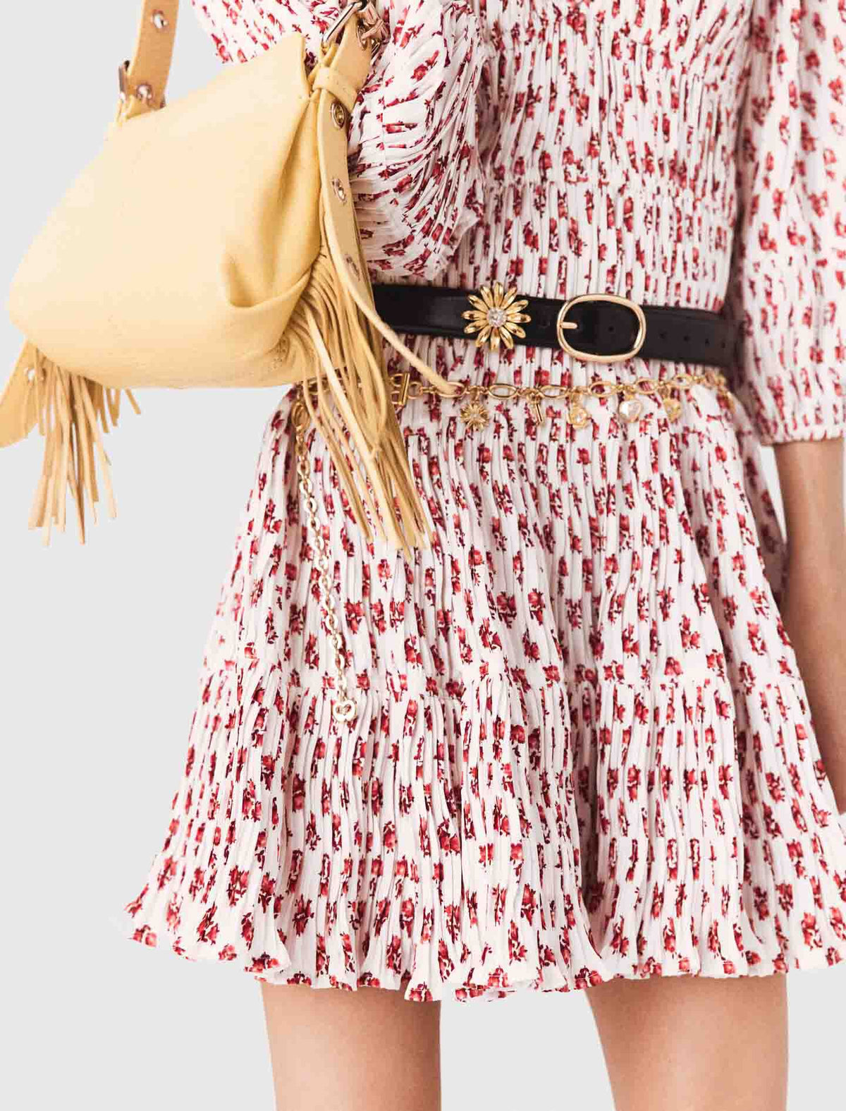Patterned pleated dress | Maje