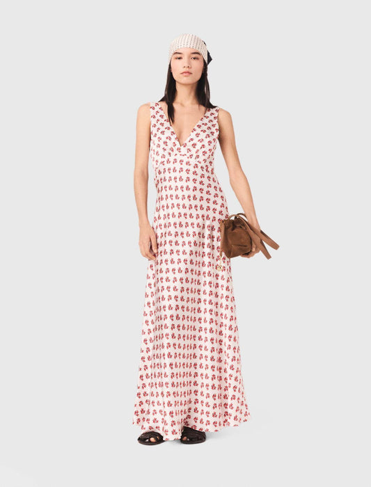 Patterned silk dress | Maje