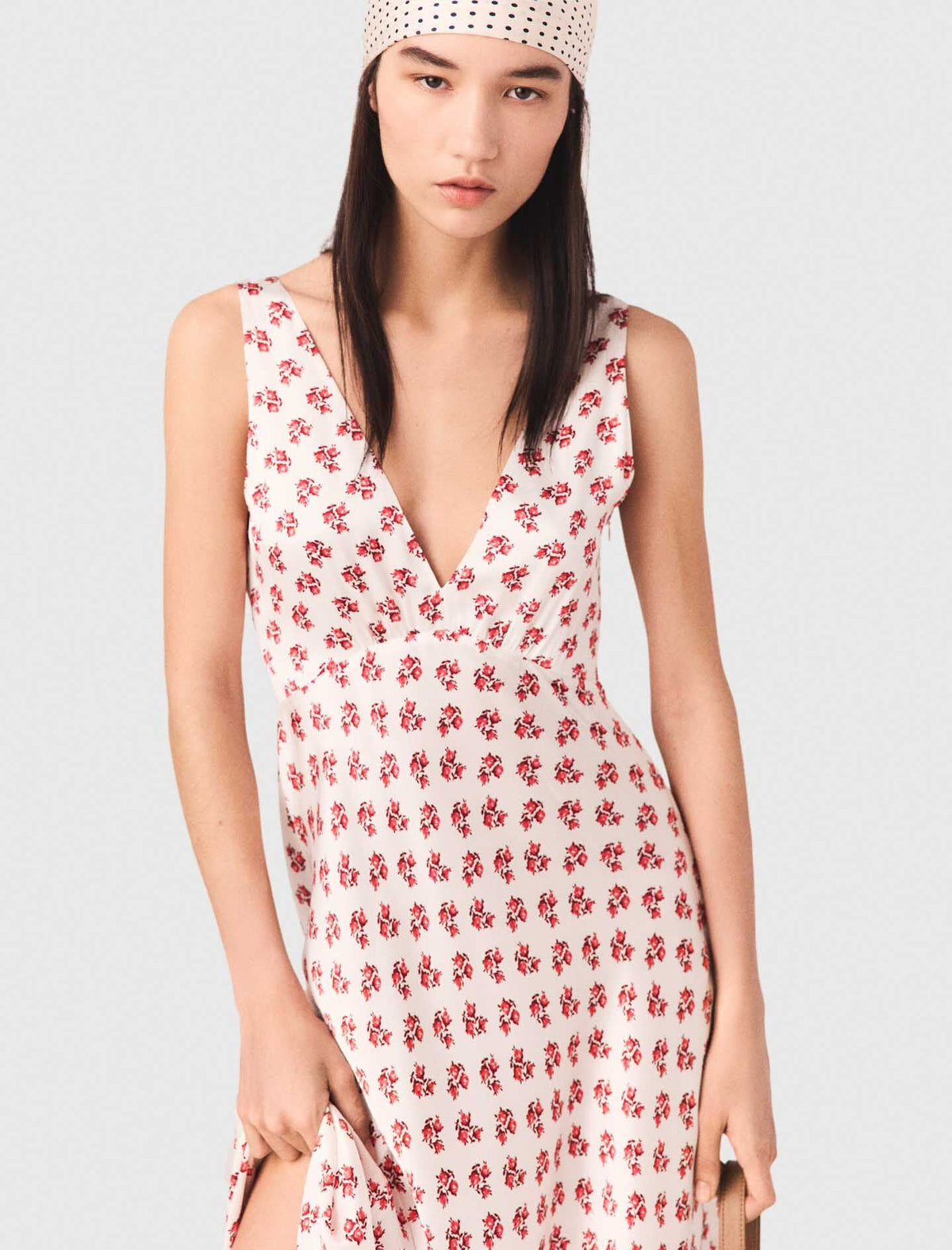 Patterned silk dress | Maje