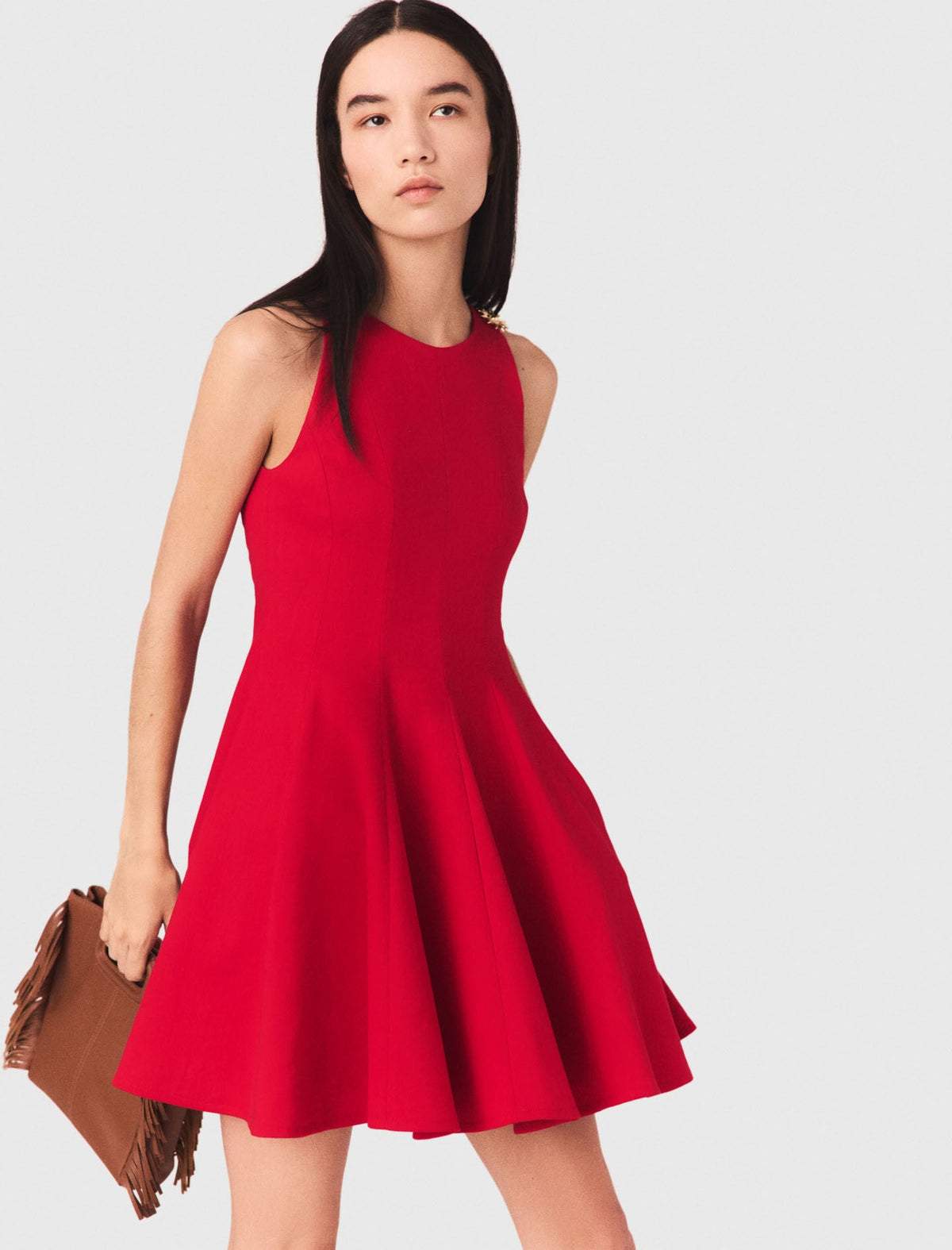 Short flared linen-blend dress | Maje