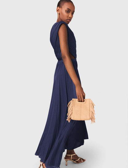 Asymmetrical pleated maxi dress | Maje