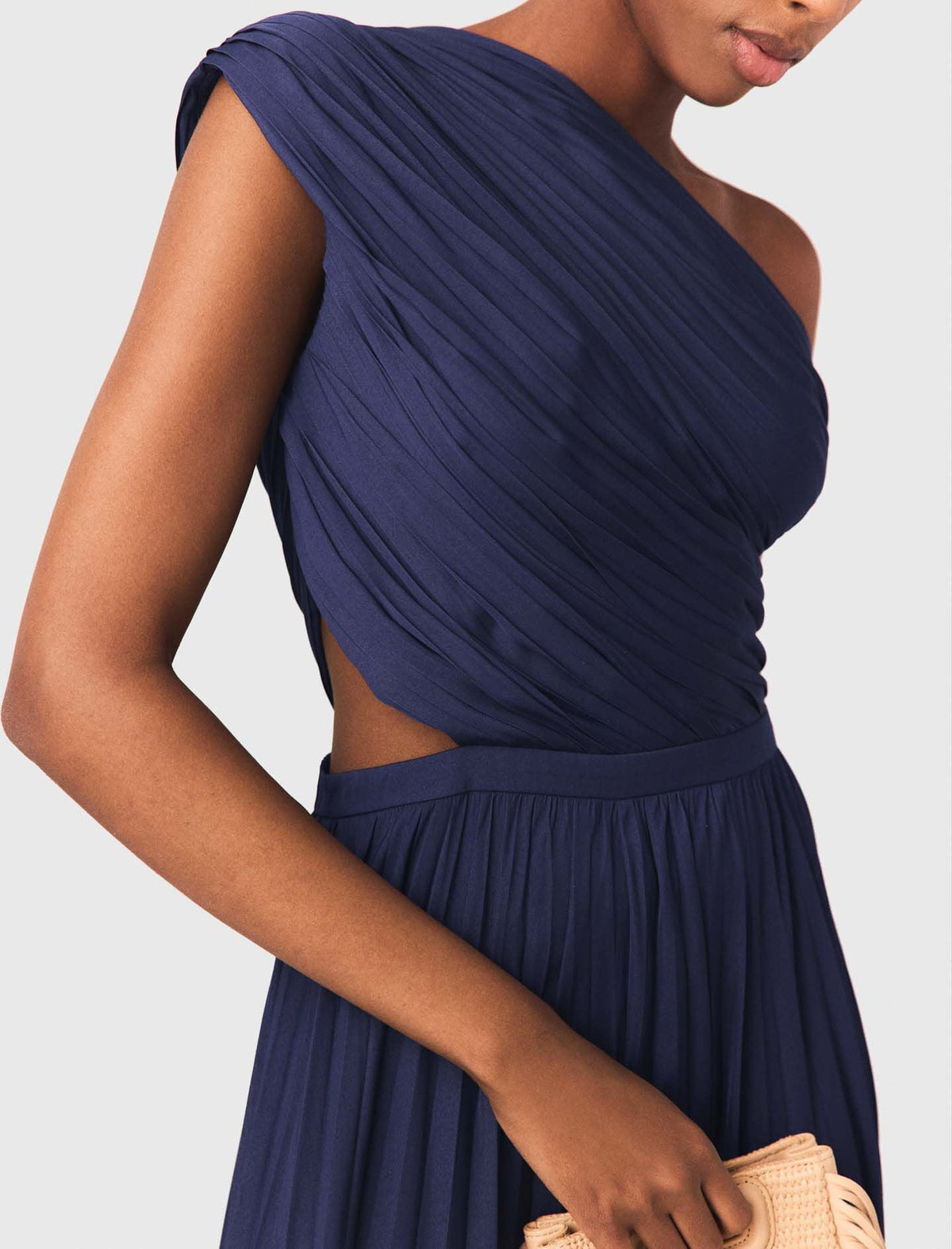 Asymmetrical pleated maxi dress | Maje