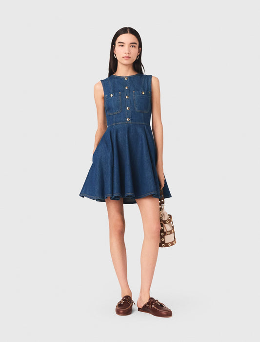 Short flared denim dress | Maje