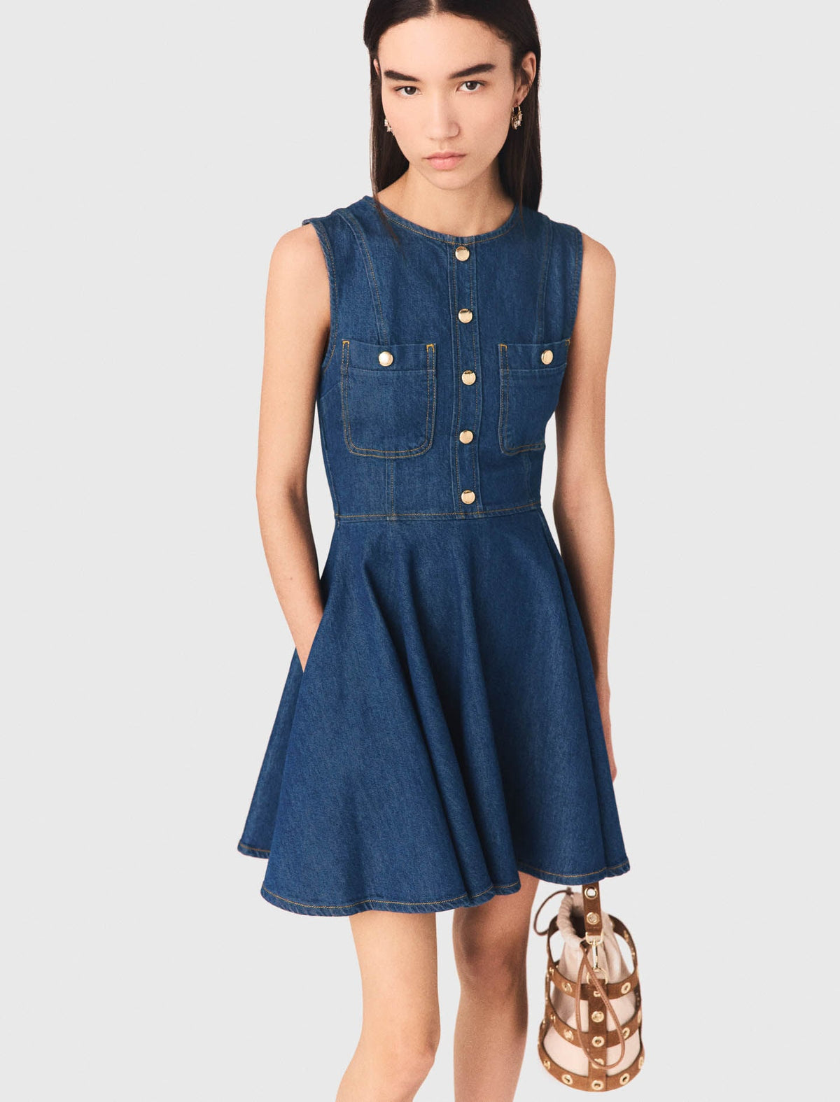 Short flared denim dress | Maje