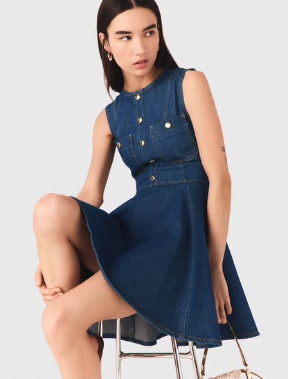 Short flared denim dress | Maje